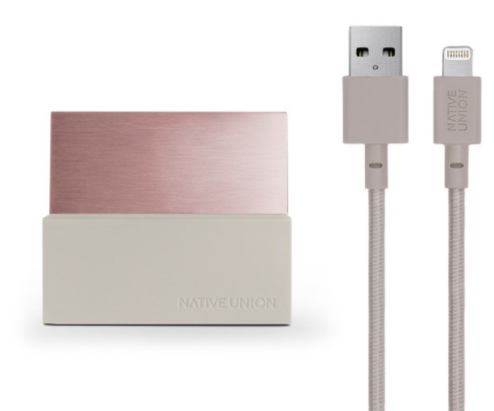 Докстанция Native Union Dock+ Lightning Stone/ Rose Gold (DOCK+-IP-CABLE-STO)